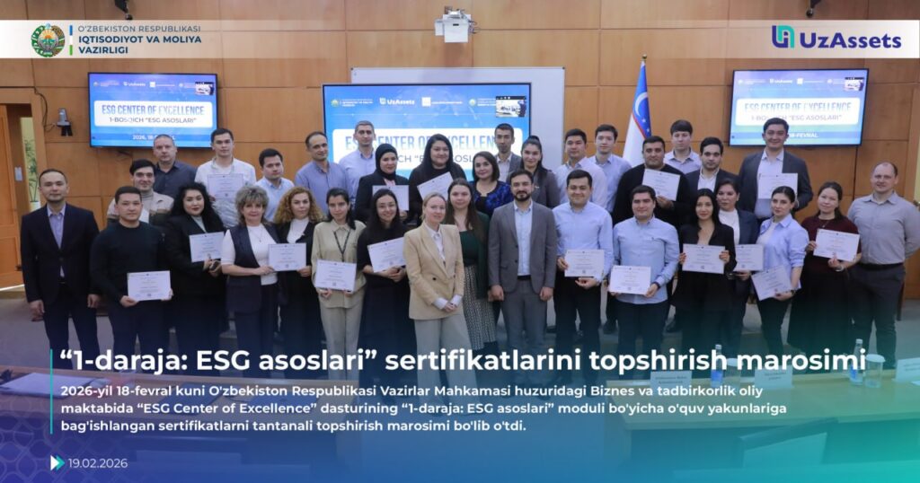 “1-daraja: ESG asoslari” sertifikatlarini topshirish marosimi
