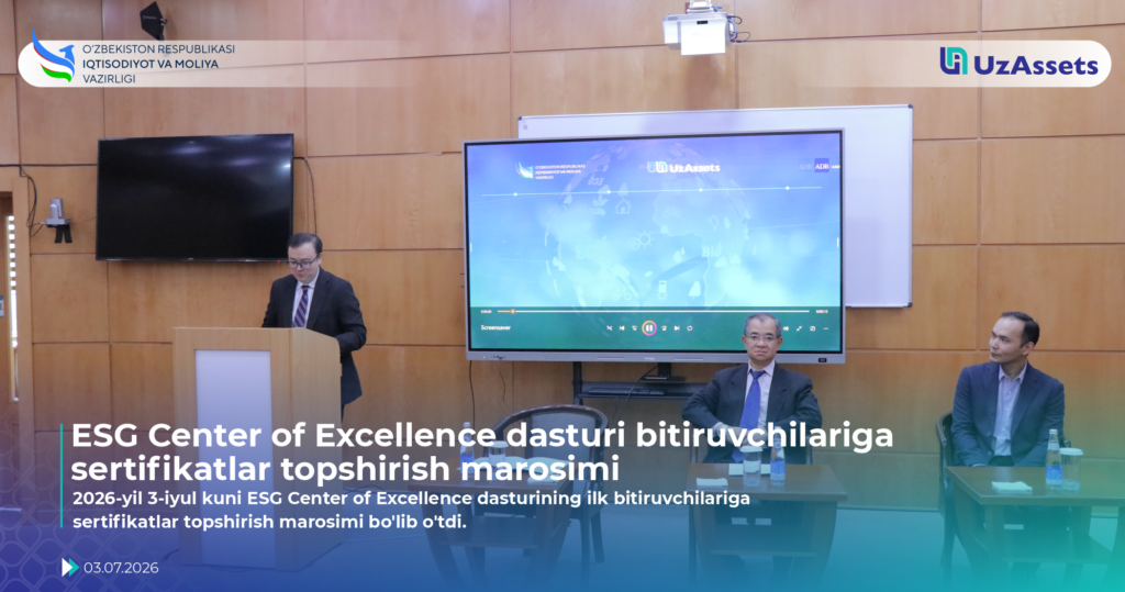 ESG Center of Excellence dasturi bitiruvchilariga sertifikatlar topshirish marosimi
